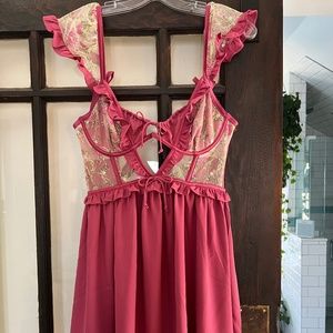 For Love & Lemons Victorias Secret Camila Sleeved Slip Dress Size Medium